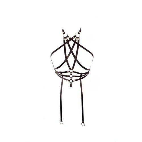 Siyah G���s Harness Halka Detayl� �apraz Bantl� V�cut Aksesuar� - APFT34