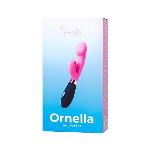 Eromantica Ornella'da 3' 1 arada masaj aleti, pembe, silikon, 21,5 cm