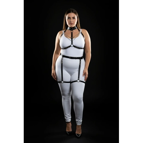 B�y�k Beden Siyah Kad�n Deri Harness Tak�m Zincir Detayl� Fantezi Aksesuar - APFT1081