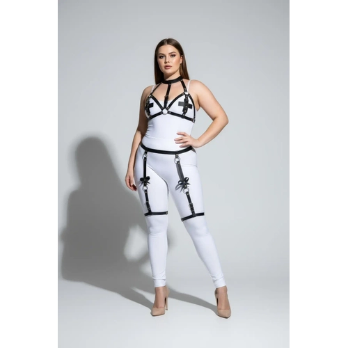 B�y�k Beden Siyah Kad�n Deri Jartiyer Harness B�stiyer Detayl� Fantazi Tak�m - APFT310