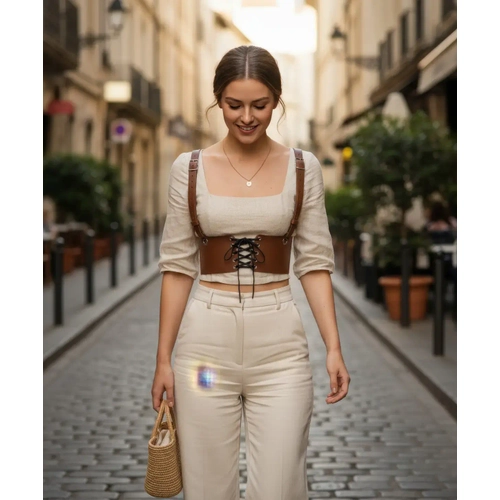 Taba Kad�n Kemer Ba�c�kl� Geni� Korse Detayl� - APFT1429