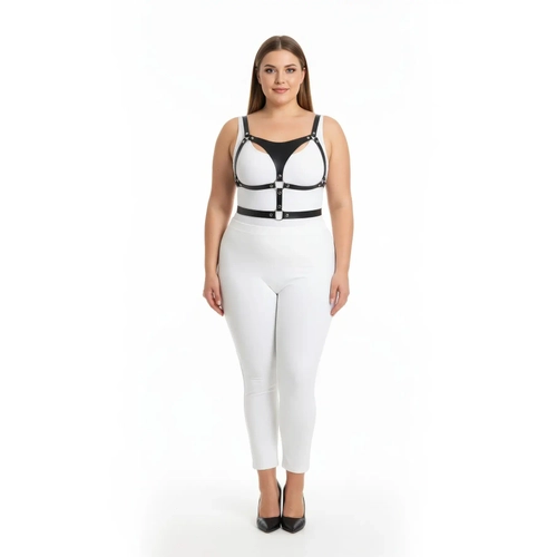B�y�k Beden Siyah Kad�n Harness Tak�m Ayarlanabilir Deri Kombin Aksesuar� - APFT1388