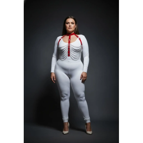 B�y�k Beden K�rm�z� Kad�n Harness Tak�m Zincir Detayl� Deri V�cut Aksesuar� - APFT721