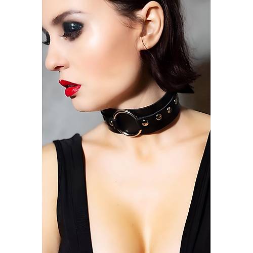 Halka Detayl Geni erit Ayarl k Deri Choker - APFT671