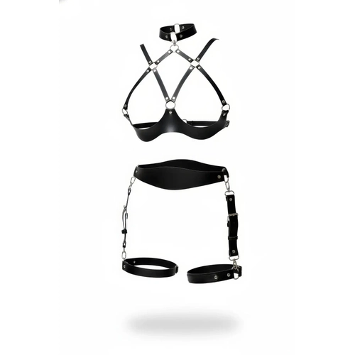 Siyah Harness Tak�m Ayarlanabilir Deri V�cut Aksesuar� - APFT1192