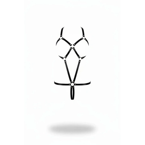 Siyah Body Harness Metal Halkal� �apraz V�cut Ku�am� - APFT240