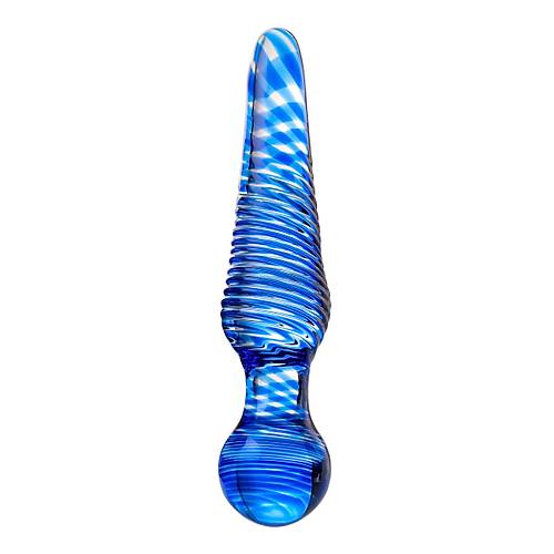 ift tarafl yapay penis Sexus Glass, cam, mavi, 17 cm