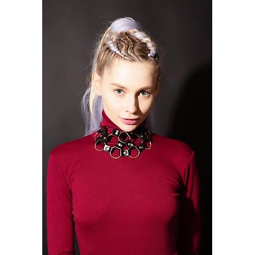 Halka Detayl Deri Choker Boyun Aksesuar - APFT657-S1