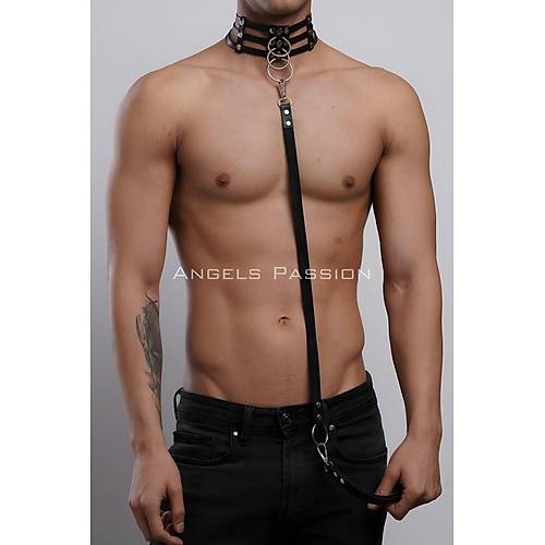 Erkek Choker - Tasma Set, Choker Harness Takm, Erkek Partywear - APFTM53