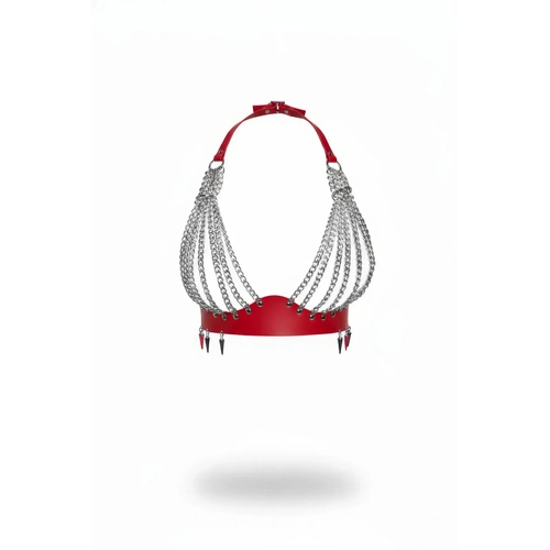 K�rm�z� G���s Harness Zincir Detayl� Suni Deri Bralet - APFT964