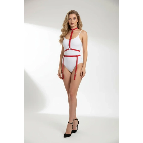 K�rm�z� Harness Tak�m Deri Boyunluklu Jartiyer Detayl� - APFT230