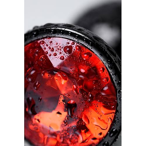 Metal by  Anal Plug, Metal, siyah, krmz kristalli, 7,2 cm, 2,8 cm, 50 g