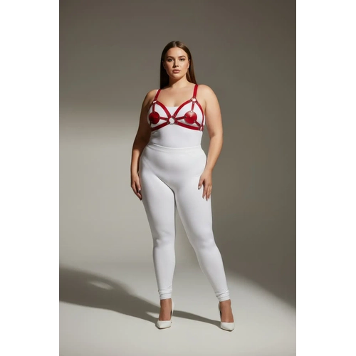 B�y�k Beden K�rm�z� Kad�n Harness Tak�m Deri Halka Detayl� Fantezi Aksesuar - APFT112