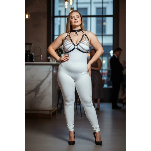 B�y�k Beden Siyah Kad�n Harness Tak�m Zincir Detayl� Deri Body Aksesuar� - APFT945
