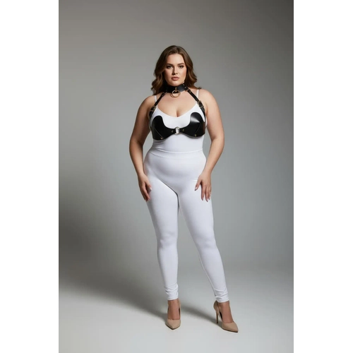 B�y�k Beden Siyah Kad�n Harness Tak�m G���s ve Choker Detayl� Seksi Deri - APFT1226