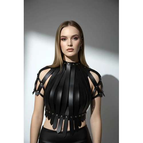 Siyah Kad�n Kemer Deri Z�mba Detayl� V�cut Aksesuar� - APFT1257