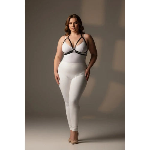 B�y�k Beden Siyah Kad�n Deri Harness Halka Detayl� ��k Kombin Aksesuar� - APFT200