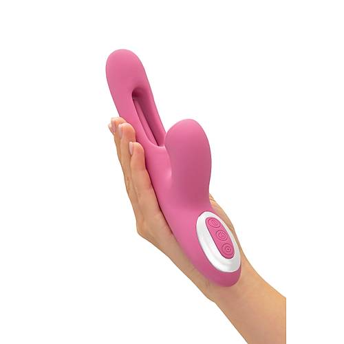 JOS Monti Hareketli Dil ve Uyarc Bilye zellikli Silikon Vibratr  Pembe, 24 cm