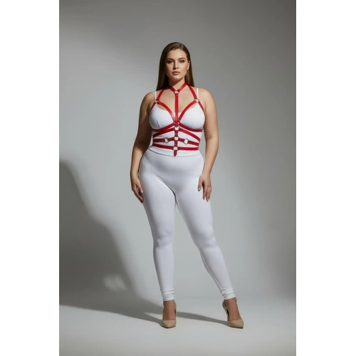 B�y�k Beden K�rm�z� Kad�n Harness Tak�m Tam V�cut Ayarlanabilir Deri Aksesuar� - APFT24