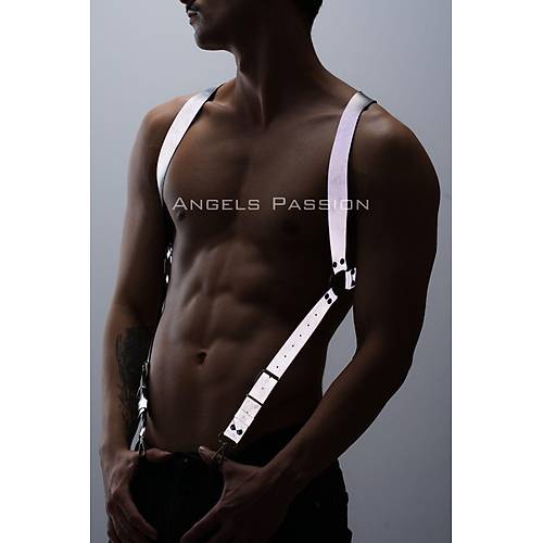 Reflektörlü (Karanlıkta Parlayan) Göğüs Harness, Erkek Pantolon Askısı, Reflektörlü Clubwear - APFTM160