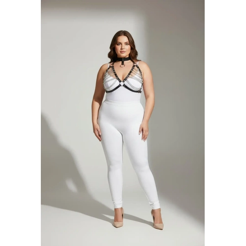 B�y�k Beden Siyah Kad�n Harness Tak�m Zincir Detayl� Deri Body Aksesuar� - APFT945