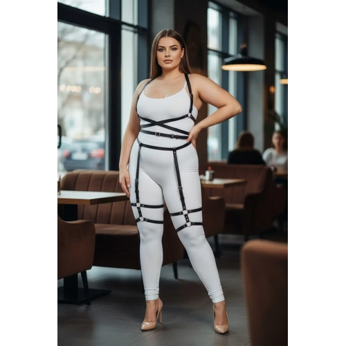 B�y�k Beden Siyah Kad�n Deri Jartiyer Harness V�cudu Saran ��k Kombin Aksesuar� - APFT274