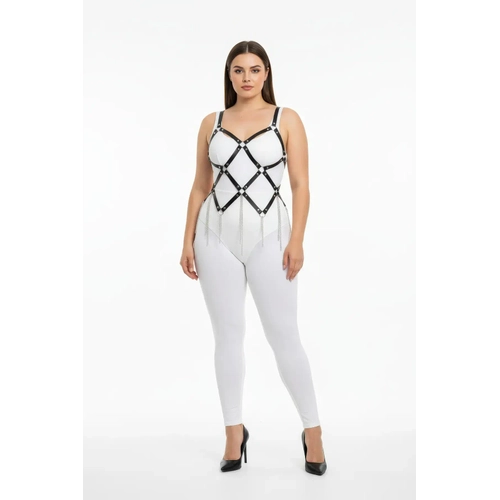 B�y�k Beden Siyah Kad�n Harness Tak�m Zincir Detayl� �arp�c� Tasar�m - APFT950