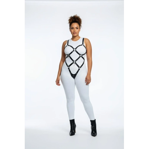 B�y�k Beden Siyah Kad�n V�cut Harness Tak�m, �ivi Detayl� ��k Fantazi Aksesuar - APFT542