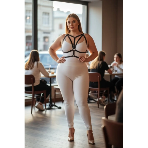 B�y�k Beden Siyah Kad�n Lastik Harness Halka Detayl� ��k V�cut Aksesuar� - APFT163
