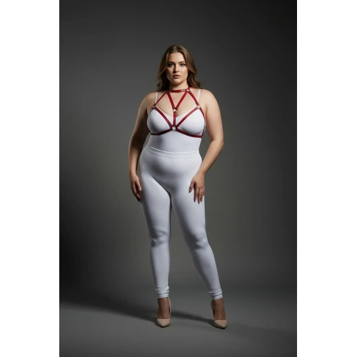 B�y�k Beden K�rm�z� Kad�n Deri Harness Tak�m Halka Detayl� ��k V�cut Aksesuar� - APFT244