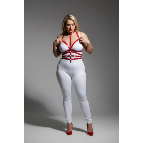 B�y�k Beden K�rm�z� Kad�n Harness Tak�m Tam V�cut Ayarlanabilir Deri Aksesuar� - APFT24