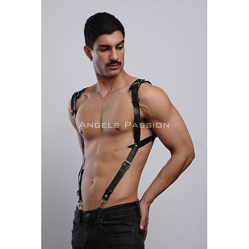 Gmlek zeri Erkek Harness Aksesuar, Omuz Detayl Deri Harness - APFTM135