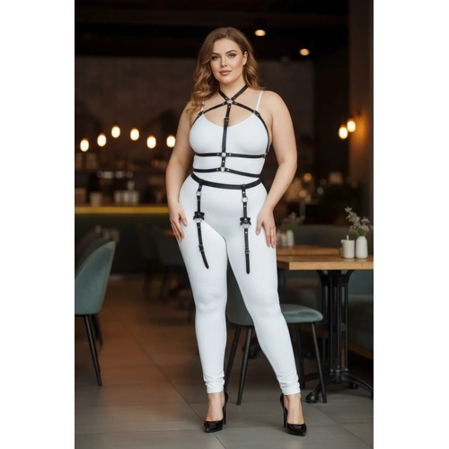 B�y�k Beden Siyah Kad�n Jartiyer Harness V�cudu Saran Seksi Deri Aksesuar - APFT286