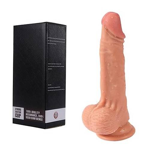 Borg 20 CM Yeni Nesil ift Katmanl Vantuzlu Tam Realistik Penis