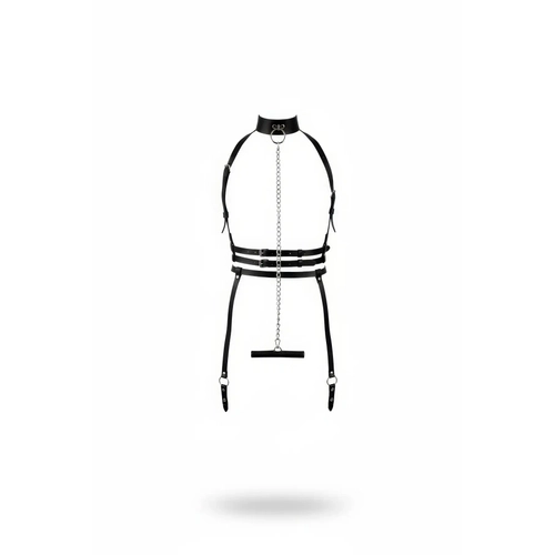 Siyah Harness Tak�m Zincir Detayl� Boyunluklu - APFT233