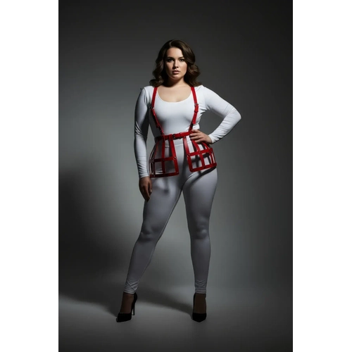 B�y�k Beden K�rm�z� Deri Etek Harness Detayl� Fantazi V�cut Aksesuar� - APFT983