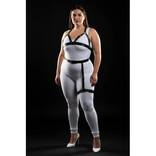 B�y�k Beden Siyah Kad�n Harness Tak�m Jartiyer Kemerli ��k Deri Aksesuar - APFT863