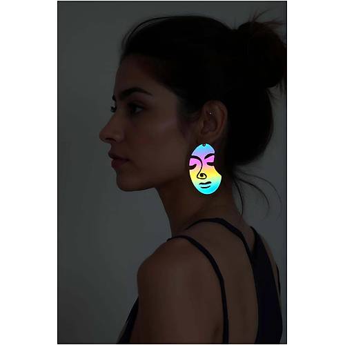 Rainbow Reflektrl Soyut Kadn Yz Kpe, k Lazer Kesim Kpe - APBJ005