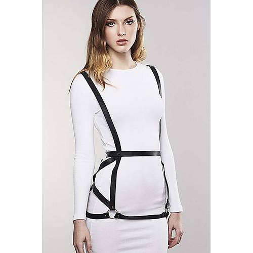 Seksi Deri Elbise �zeri Deri Harness - APFT1390