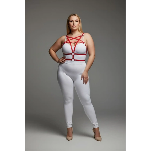 B�y�k Beden K�rm�z� Kad�n Deri Harness Tak�m Halka Detayl� Fantezi Aksesuar - APFT821