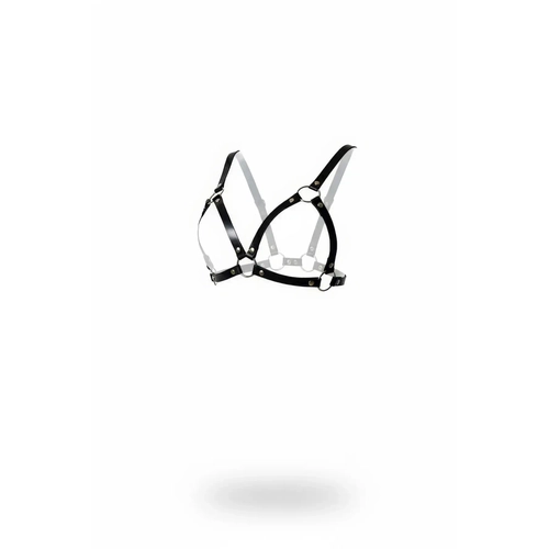 Siyah G���s Harness Suni Deri O-Halkal� Bralet - APFT190