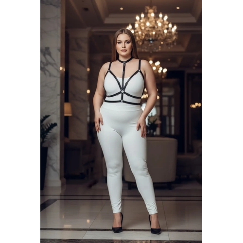 B�y�k Beden Siyah Kad�n Harness Tak�m Lastik Halka Detayl� Fantezi Aksesuar - APFT137
