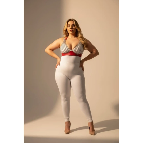 B�y�k Beden K�rm�z� Kad�n Zincir Detayl� Deri Harness Tak�m - APFT964