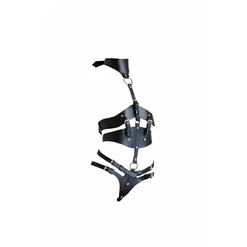 Siyah Harness Tak�m Ayarlanabilir Tokal� Deri V�cut Korse - APFT1321