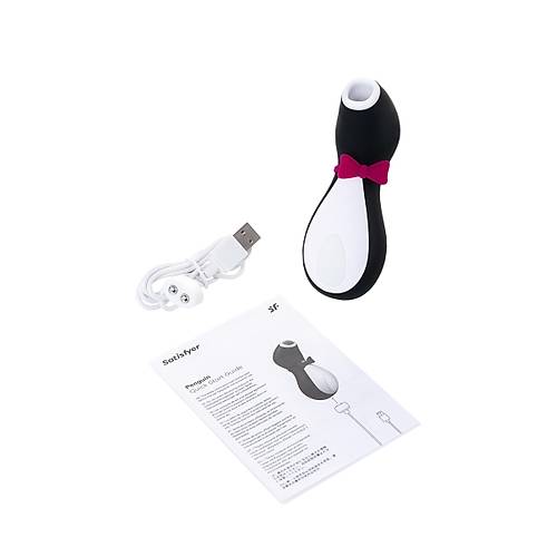 Satisfyer Penguin Vakum Dalgası Klitoris Vibratörü, silikon, siyah, 11,5 cm