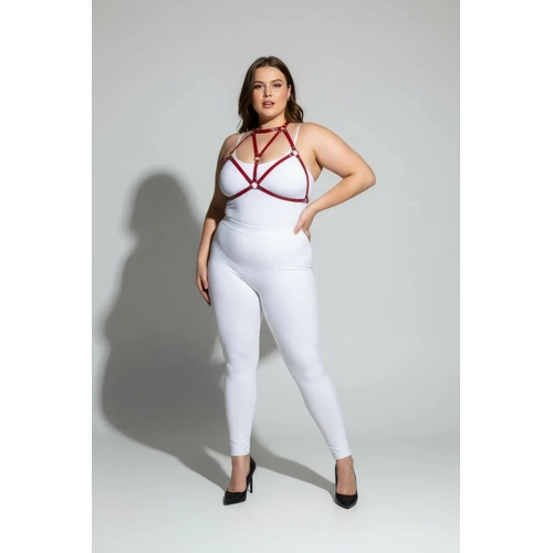 B�y�k Beden K�rm�z� Kad�n Deri Harness Tak�m Halka Detayl� ��k V�cut Aksesuar� - APFT244
