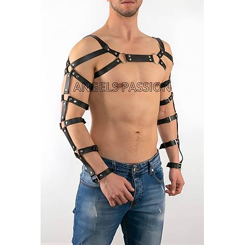 Erkek Fantazi Giyim Deri Kol ve Gs Harness - APFTM5