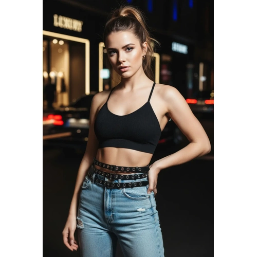 Siyah Kad�n Kemer �ok S�ral� Metal Tokal� V�cut Aksesuar� - APFT641