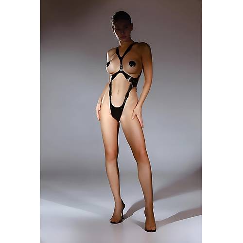 Arkadan Tasma Halkal Fantazi Deri String Body Harness Takm - APFT1102