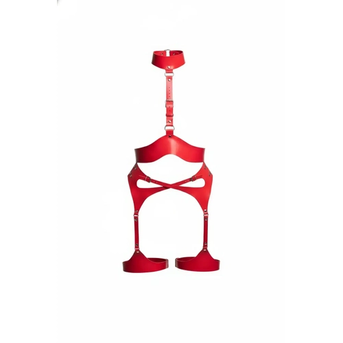 K�rm�z� Harness Tak�m Gerdanl�k Detayl� Tokal� Deri - APFT1196